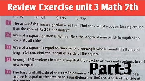 Review Exercise unit 3 square and square root class 7th Math kpktbb and ptb p-3| New course 2023
