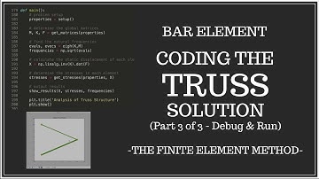 Bar Finite Element - Coding the Truss Solution - Part 3 of 3 - (Debug & Run)