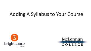 Adding a Syllabus to a New Course Shell