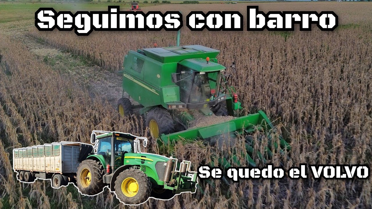 COSECHANDO con JOHN DEERE 1450, se ATORÓ el CILINDRO y CINCHANDO el ACOPLADO