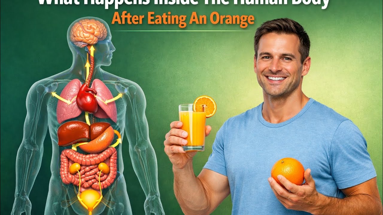 Topic: What Happens Inside the Human Body After Eating an Orange (Malta 🍊)