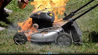 Nitrous backfire on a push mower NICE EXPLOSION!