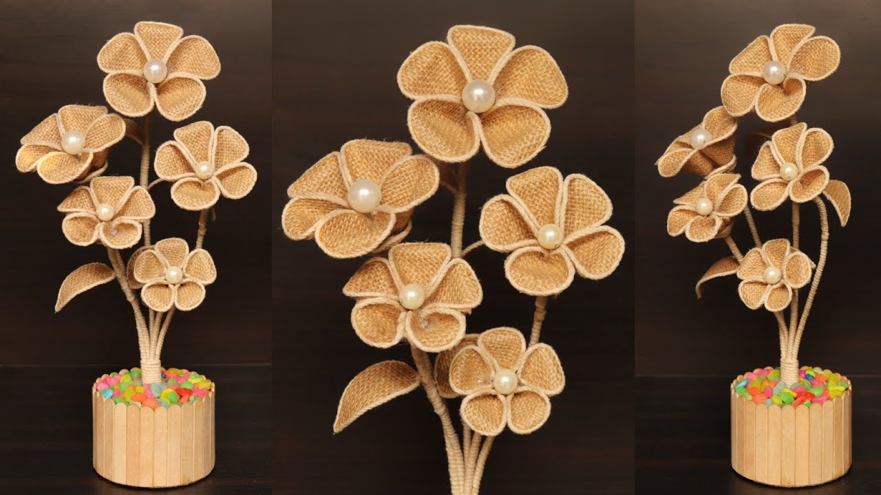 Jute flower Vase | Easy Jute Flower Vase Ideas from Waste Material | Jute Craft Ideas