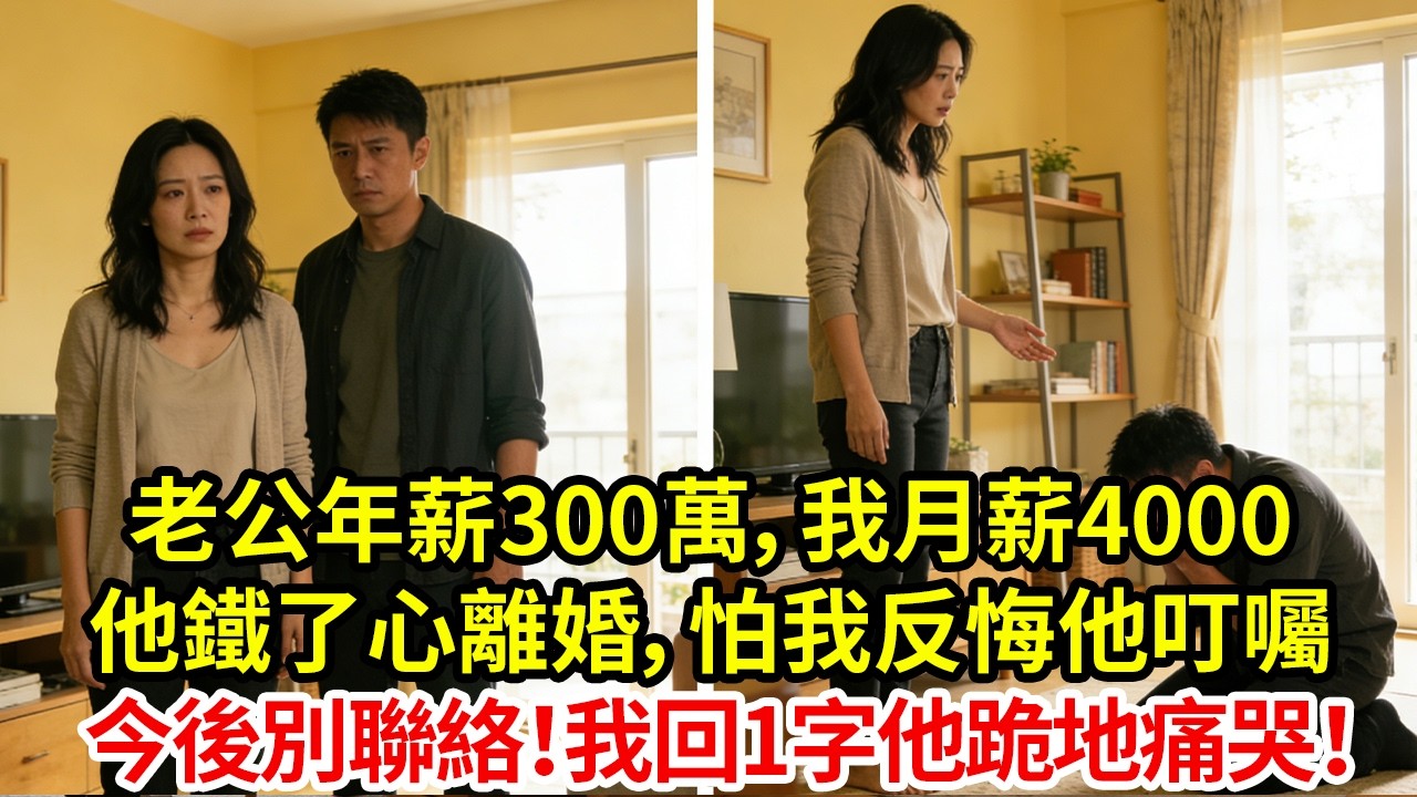 老公年薪300萬。我月薪4000 他鐵了心離婚，我平靜答應 臨走時他發： 以後別聯絡 我回1字隔天他狂打99通電話#為人處世#生活經驗#情感#人生感悟 #故事頻道