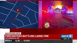 Firefighters battling large fire on Cedarbrook Drive in EBR