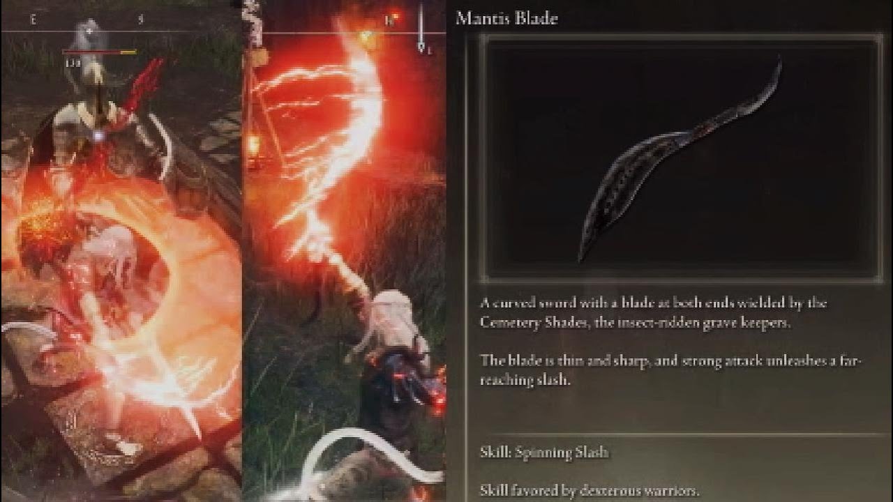 Elden Ring Mantis Blade Drop Location and Move Set Demonstration Unique