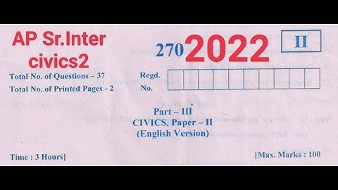 AP Sr.Inter CIVICS model  paper 2022  ||civics 2 paper sr inter model question paper||