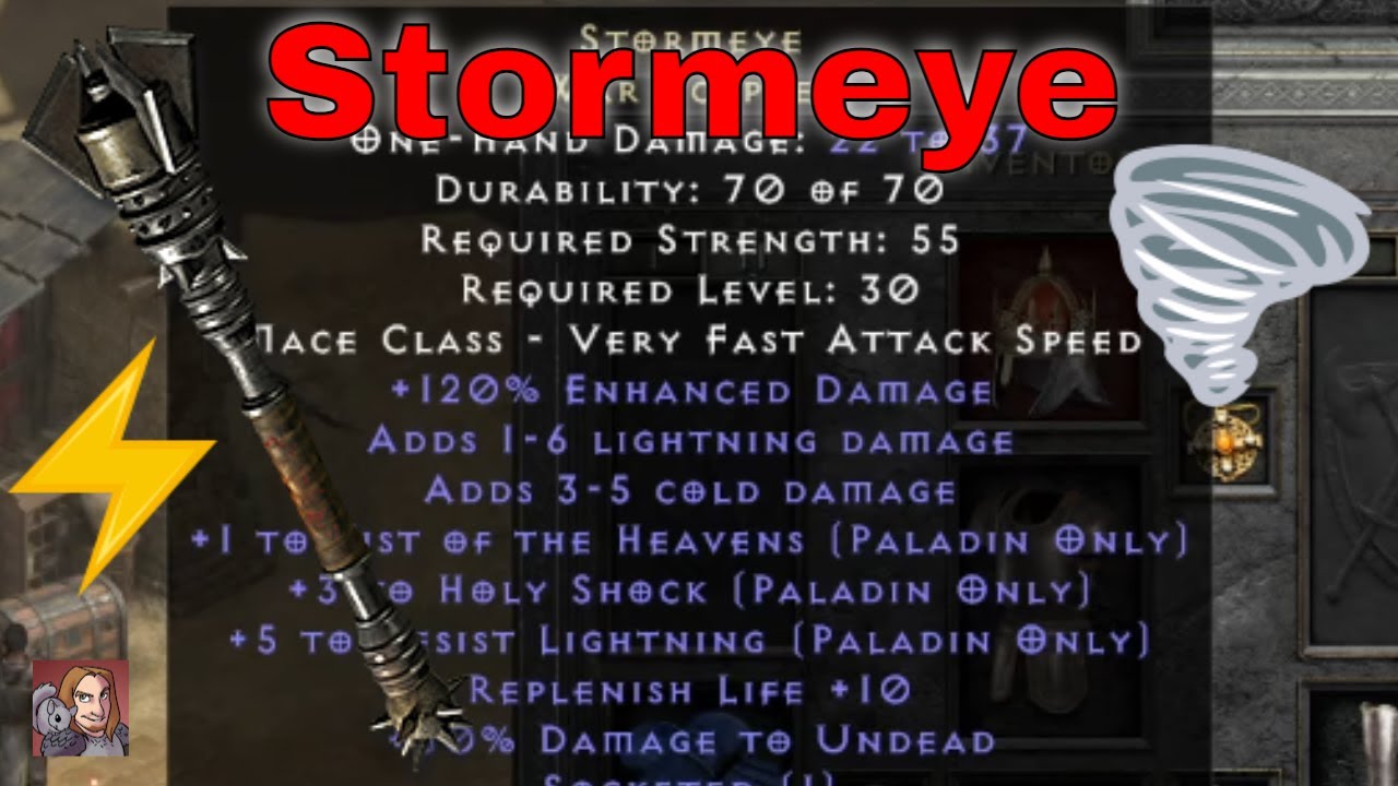 D2R Unique Items Stormeye (War Scepter) YouTube