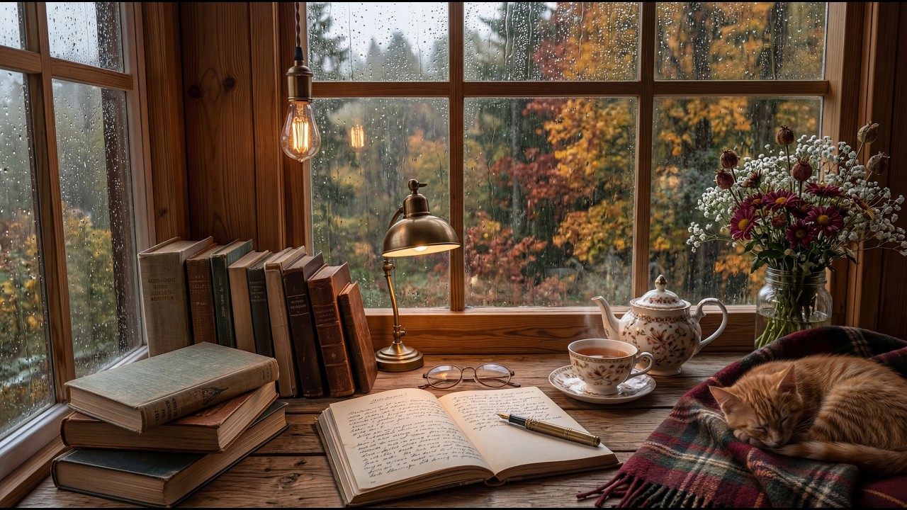 Spring Library Rain Cozy Autumn Rain in a Library: 3 Hours of Gentle Rain Sounds for ...