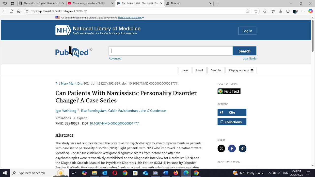 Video thumbnail — NEW STUDY: NPD Cured? NOT!