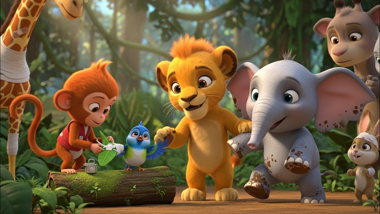 Monkey and Lion Help an Injured Animal 🐵🦁 | Kids Cartoon Rescue