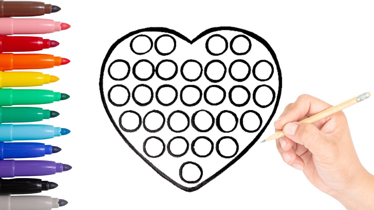 How to Draw a Heart Pop It - Draw Pop It  | Easy Step-by-Step Laptop Drawing for Kids and Beginners