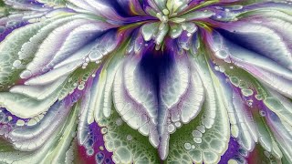 (440) AMAZING acrylic pour FLOWER painting ~ Violet & Olive green ~ MUST SEE!!! ~ Paint #WithMe