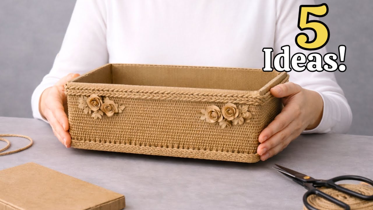 STORAGE BASKET DIY 😍5 Cardboard Box Organizers !! Amazing Craft Idea!