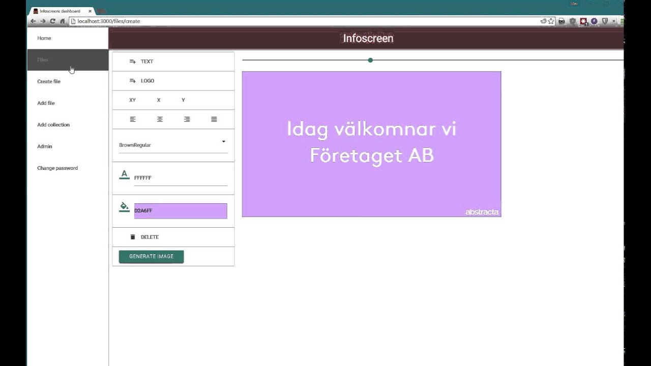 Infoscreen demo YouTube