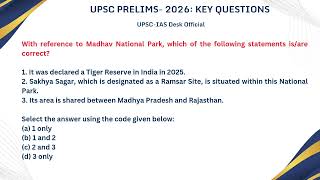 Madhav National Park &amp; Tiger Reserve | UPSC Prelims Environment MCQ Explained