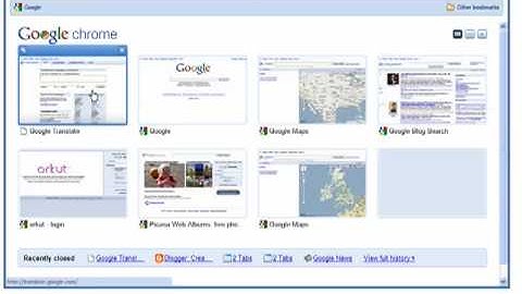 Google Chrome: New Tab page