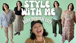 cozy boho mama plus size THRIFTED styles!  Secondhand stylist style with me!