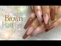 Brown Hard Gel Nails | Simple Birthday Nail Design