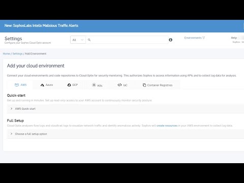 Onboard AWS account into Sophos Cloud Optix