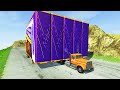 Trailer Truck Tractor Car Rescue - Cars vs Giant Water Pit - BeamNG Drive