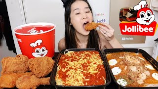 Jollibee Blowout In LA! Jolly Spaghetti, Chicken Joy & Fiesta Palabok Noodles - Mukbang Asmr Eating