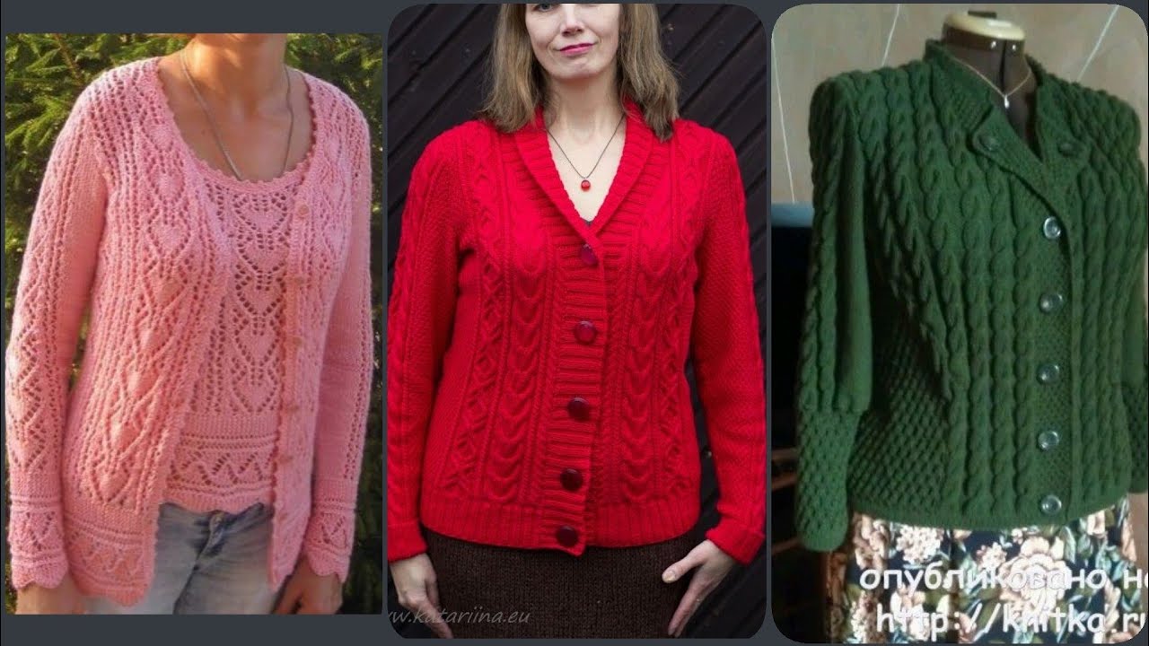 Hand knitted ladies cardigan design/women sweater design - YouTube