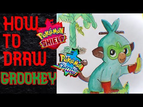 How to draw GROOKEY from Pokemon Sword and Shield