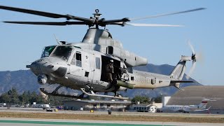 UH1Y Venom / Super Huey StartUp & Takeoff U.S. Marine Corps Helicopter BUR