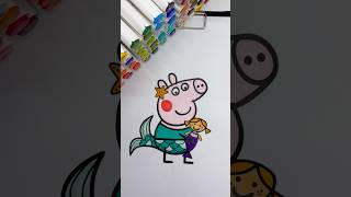 Coloring Peppa Pig Mermaid 🧜‍♀️🐷🐚 #peppapig #coloring #coloringtime #markers #kidsart