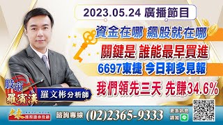 1120524股市羅賓漢-羅文彬│資金在哪,飆股就在哪│關鍵是...誰能最早買進│6697東捷資,今日利多見報!我們領先三天,先賺34.6%