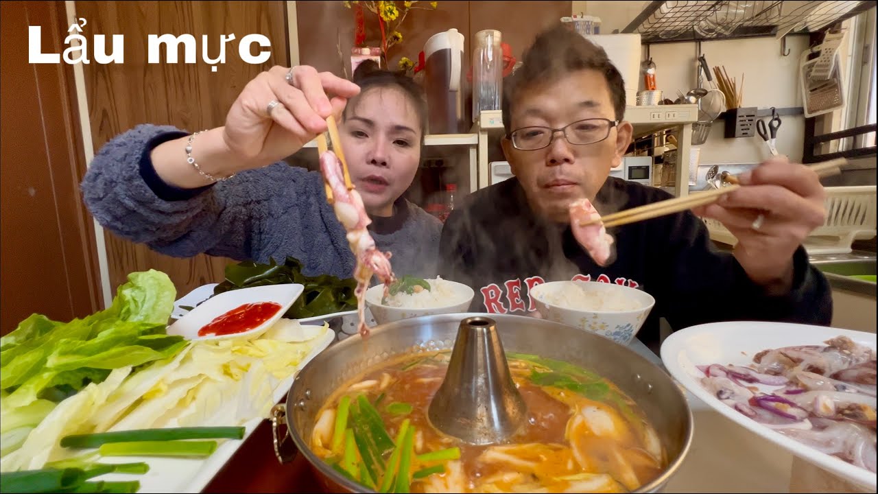 Em nấu lẩu mực đơn giản ăn cho đỡ lạnh 9 năm ở Nhật lần đầu tiên thấy tuyết rơi dày đặc ở quê chồng