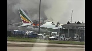 Ethiopian Airline 777F Freighter Aircraft Catches Fire at Shanghai Pudong International Airport