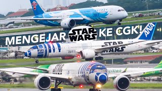 KEREN BGT!! Spotting Pesawat Pagi di CGK Banyak B787 Dreamliner: ANA x STAR WARS, JAL, CZ, QR, dll.