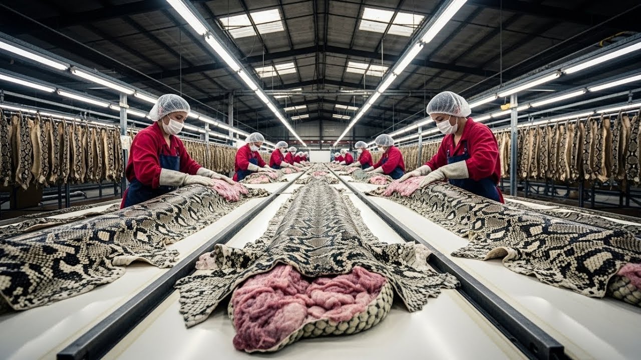 How Snake Skin Becomes a Luxury Jacket  Full Factory Process 