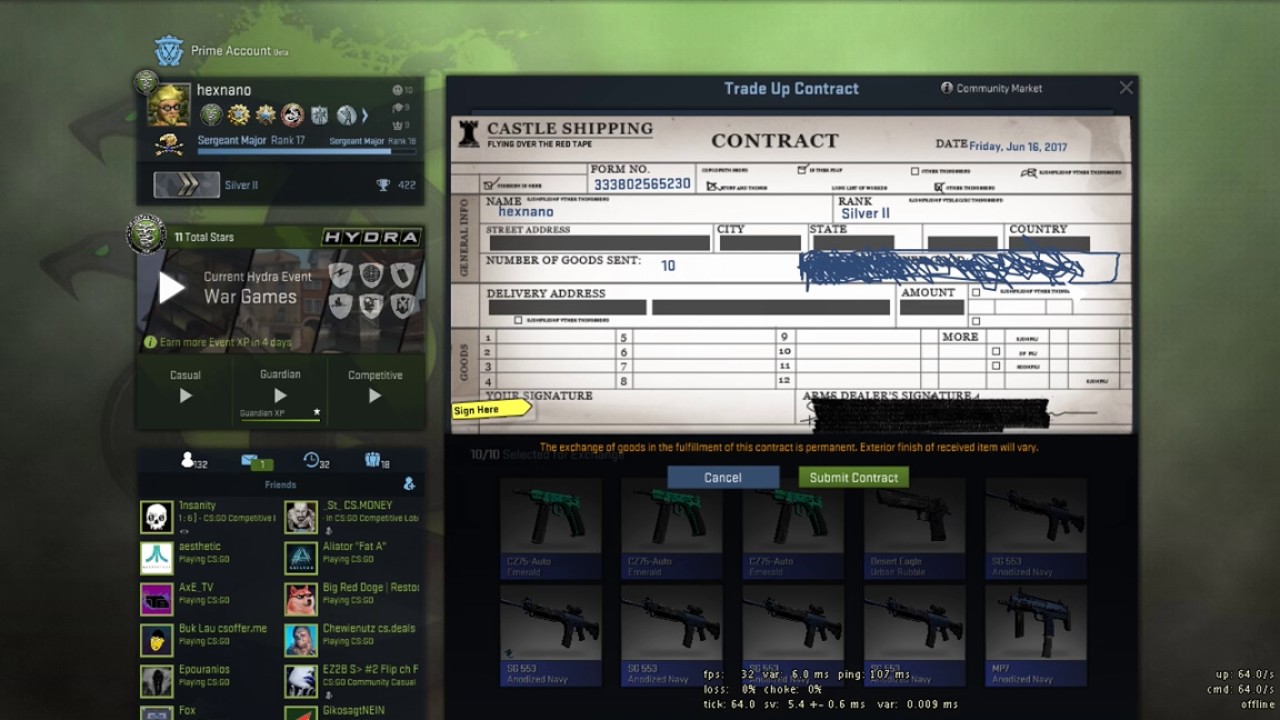 CSGO | Chop Shop Collection Restricted Trade Up Contract