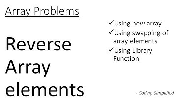 Array - 49: Reverse array elements | Using new array | Using Swapping elements | Using Library Func