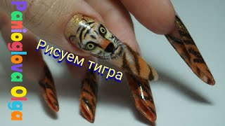 Рисуем тигра на ногтях дизайн ногтей 2022 ,Паниоглова Ольга