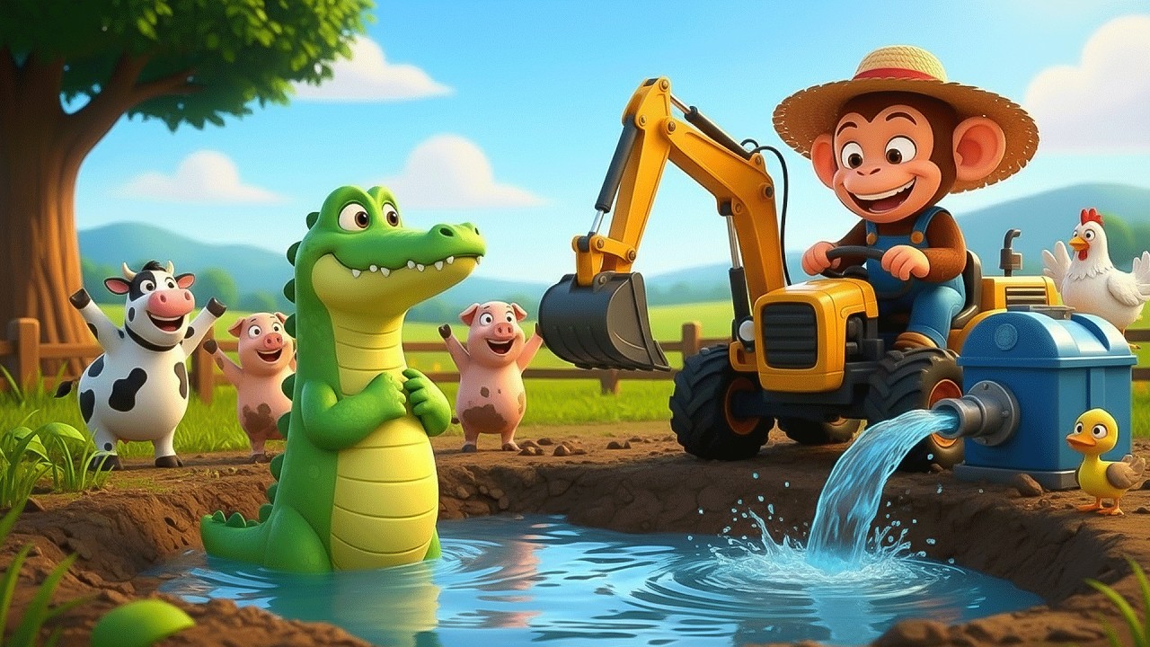 Funny Monkey Farmer Saves the Crocodile! Finding Water in the Dry Farm 💦🐊 | Monkey Cartoon