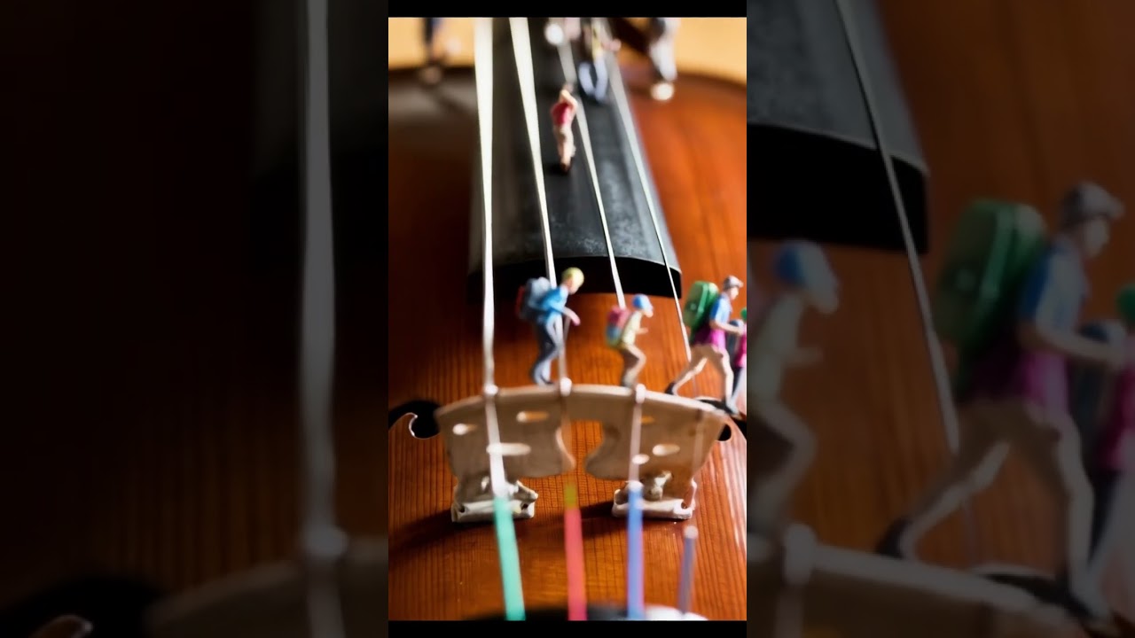 Tiny Hikers on a Violin String - A Surreal Journey! 