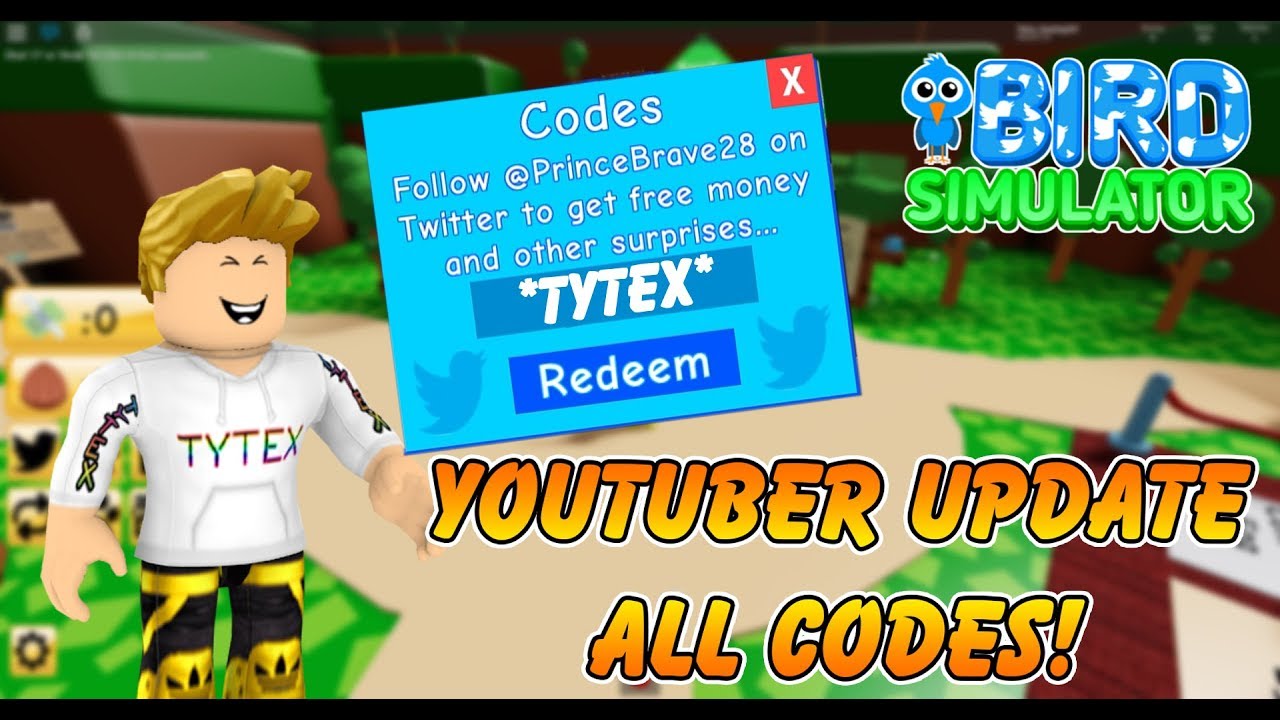 Codesbird Simulator Youtuber Update All Codes Roblox - bird simulator roblox codes