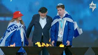 Holocaust survivor and students light the "Torch of The Next Generation" 2026 March of the Living