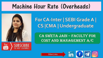 Machine hour rate (MHR) By CA Sweta Jain | CA Inter | CS | B.com | BBA | CMA