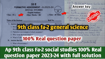 ap 9th class fa2 social science question paper 2023|9th class social studies fa2 question paper 2023