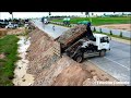 Wonderful Showing New Project Filling Land With Expert Dozer D31P Leveling Truck 5T Unloading Soil