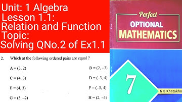 QNo2 ex1.1 |PerfectOptionalMathematics| C7 U1 Algebra L1.1 Relation and function V3