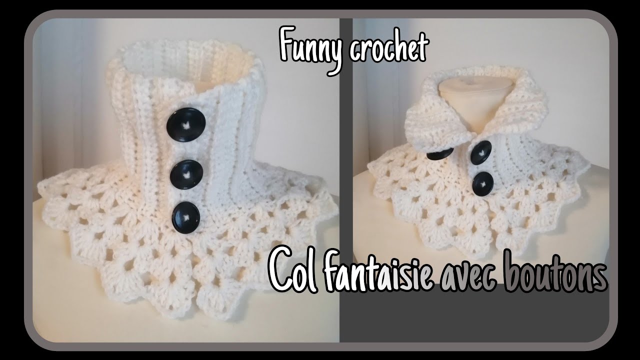 Vous allez faire des jalouses 😁 col fantaisie avec boutons au crochet @FunnyCrochet #crochet