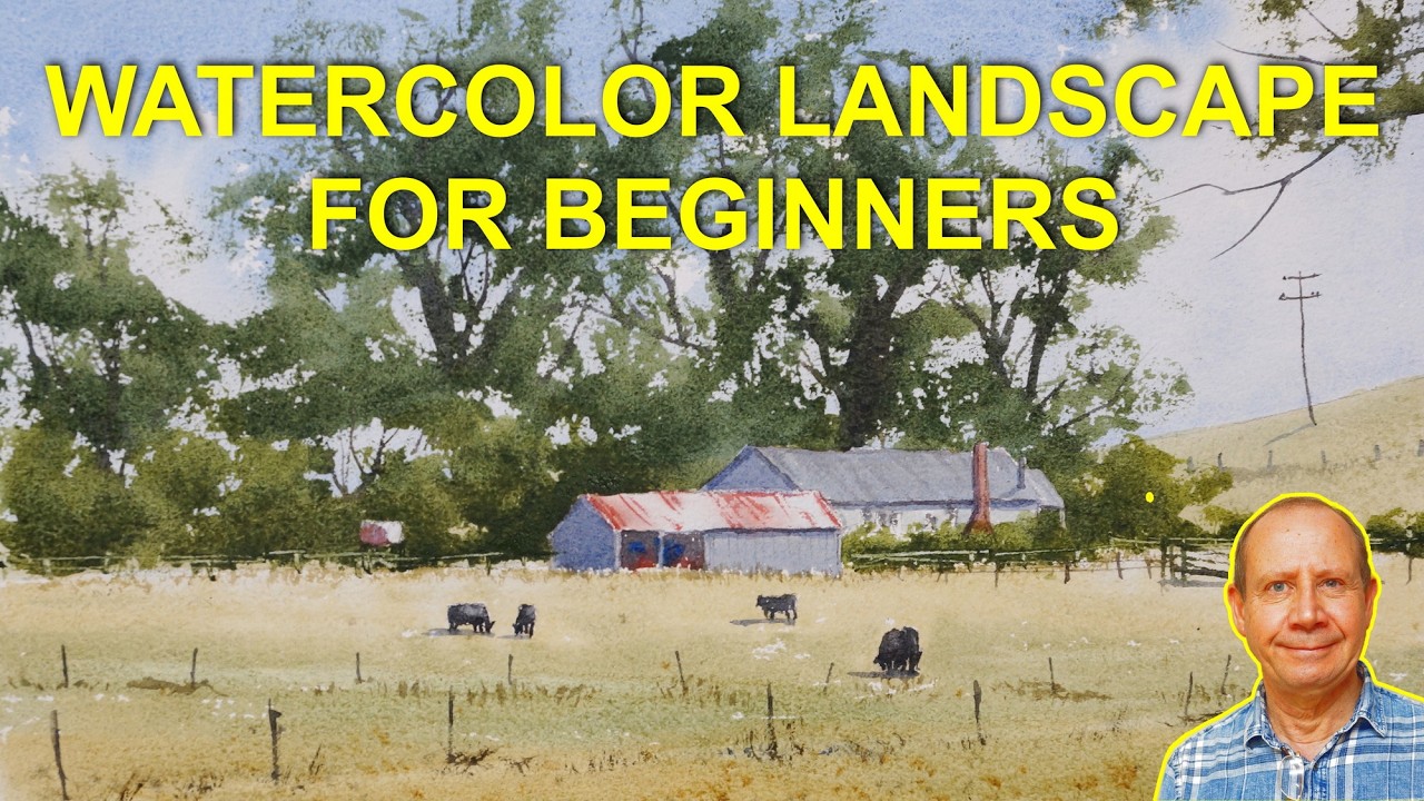 How to paint a watercolor landscape step by step for beginners - YouTube