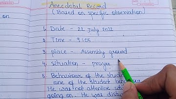 Anecdotal record / sample of Anecdotal record