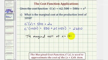 Ex 1: Cost Function Applications - Marginal Cost, Average Cost, Minimum Average Cost